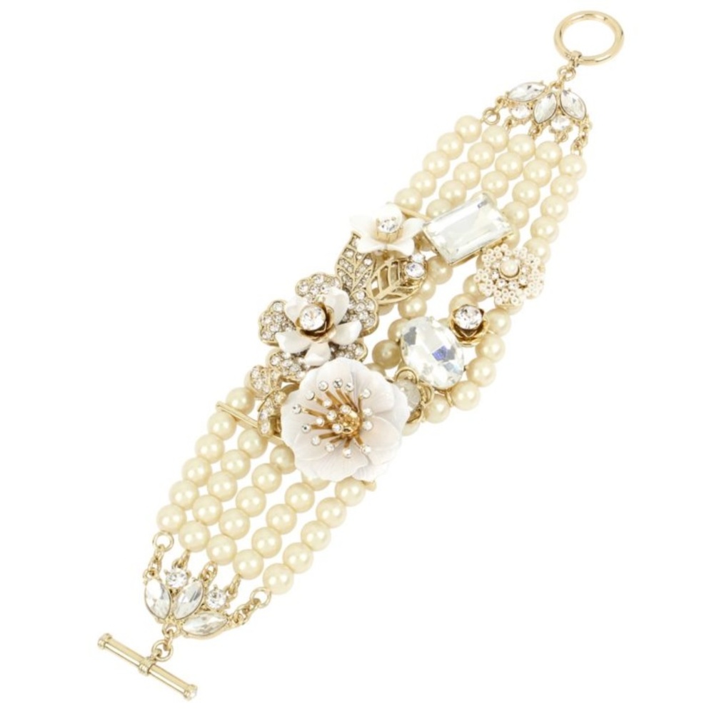 NEW Miriam Haskell Flower Faux Pearl Bracelet - Picture 3 of 6
